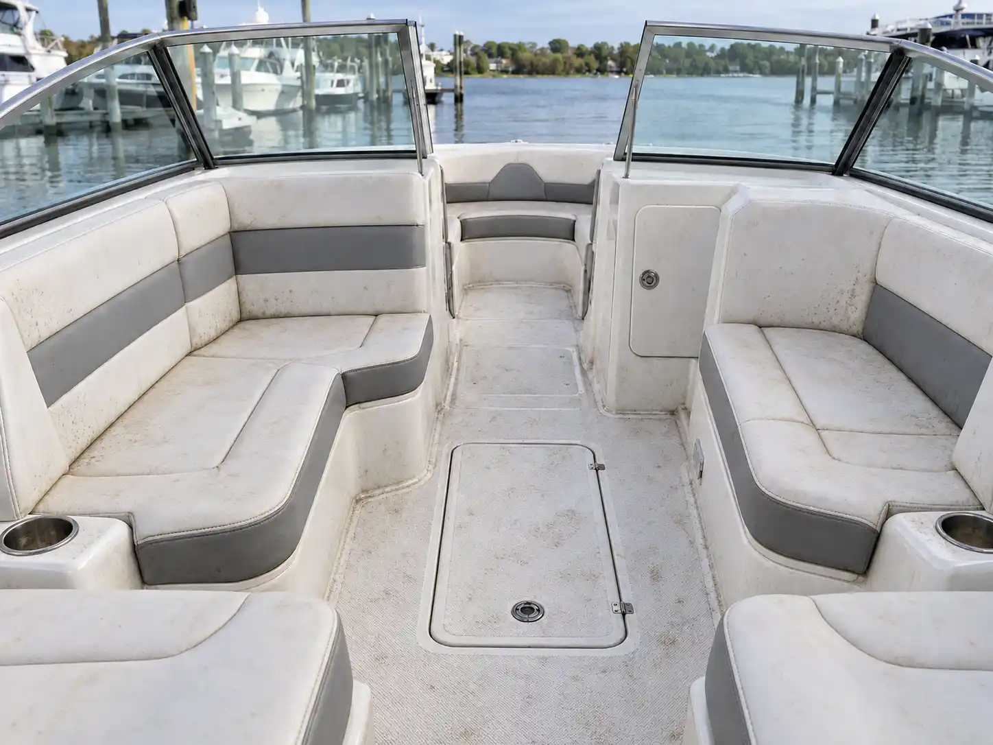 Dirty boat interior before detailing